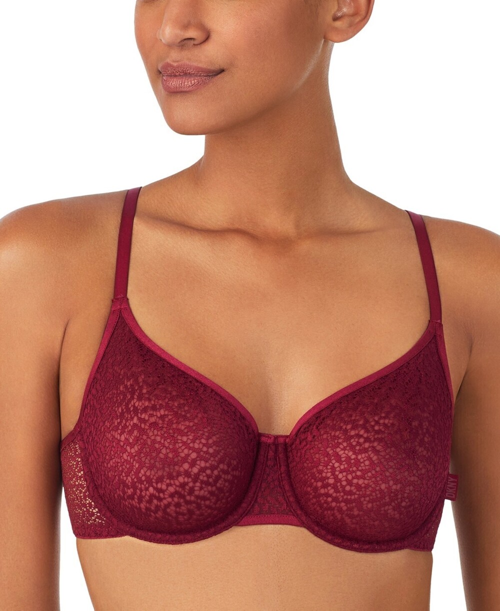 NWT DKNY Modern Lace Sheer Demi Bra DK4 Garnet 36A